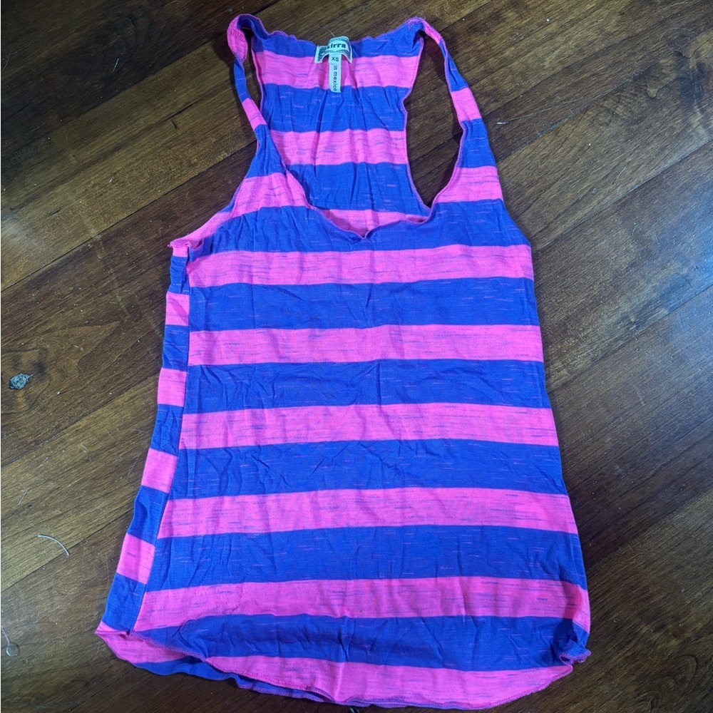 Kirra Pink and Blue Striped Tank Top
